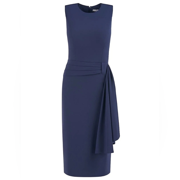 Kay Unger Dresses & Skirts - Kay Unger Dress Raven Draped Sheath Midnight Blue